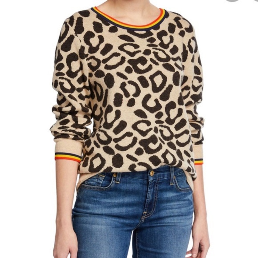 KULE The Stevens Leopard Print Cashmere Blend Sweater